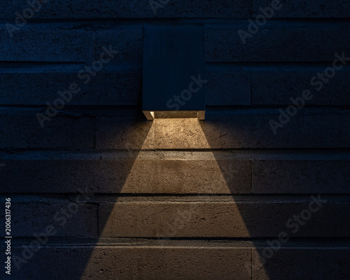 Cuadro en lienzo Modern Outdoor Wall Light on Stone Wall at Night