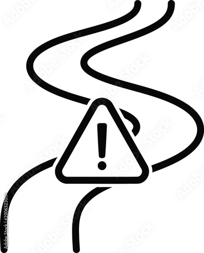 Winding road hazard warning icon representing dangerous route or traffic conditions.