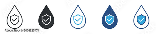 фотографія Water drop with shield icon set