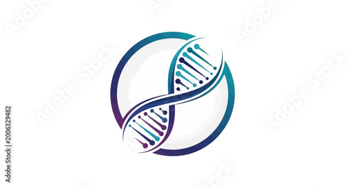 DNA Helix Symbol Inside Circle - Genetics, Science, Biology, Research Concept