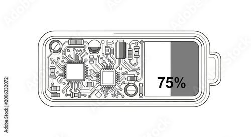 Slika na platnu Battery with internal circuit board and 75 charge indicator.