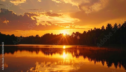 Golden hour serenity over tranquil waters