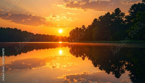 Golden hour serenity over tranquil waters