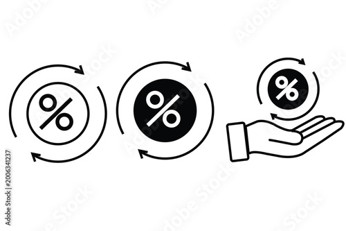 Slika na platnu Exchange rate icons in black glyph and liner versions for design.