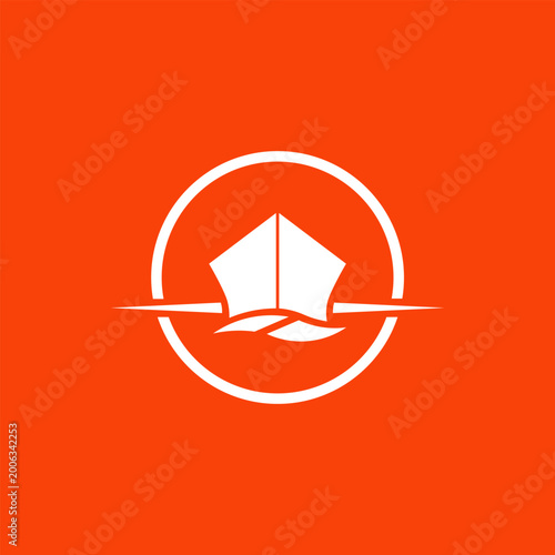 Minimalist Ship Bow Logo in Circle for Maritime Logistics and Shipping