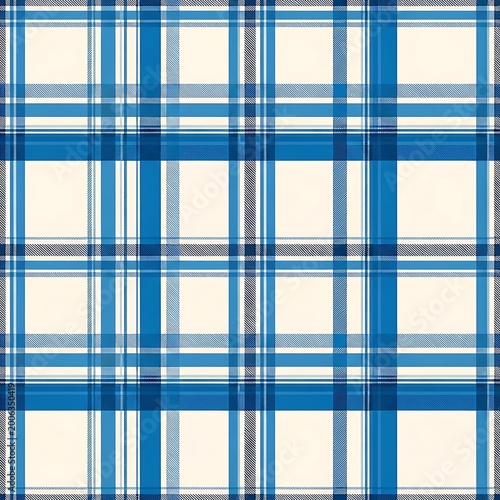 Classic blue and beige plaid pattern for fabric and textiles