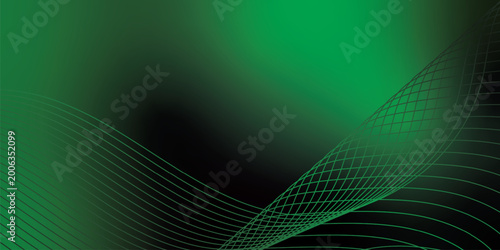Foto Radiant green and blackwaves bending smoothly across a deep shadowed backdrop fi