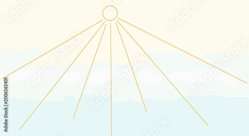 Photos Minimalist graphic illustration of a radiating light source or sun over a two-tone background