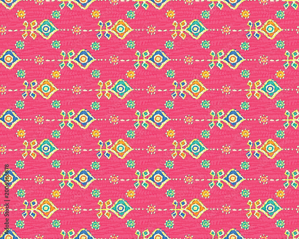 Fototapeta premium Abstract Floral Textile Digital Print Design, Seamless Flower Pattern for Fabric, Fashion, Home Decor, Surface Design, POD, Clothing Manufacturing Background