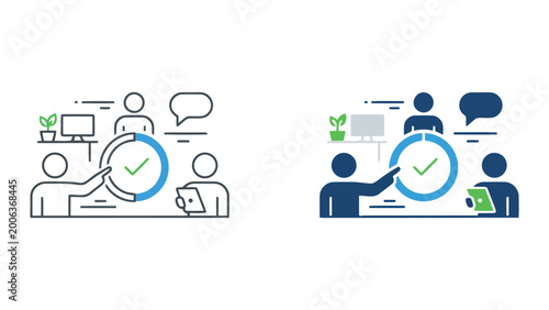 Billede på lærred Business meeting productivity and team target progress tracking with circular ch