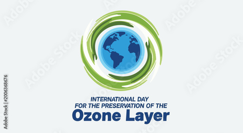 Fotografie Earth with green swirling lines International Day for the Preservation of the Oz