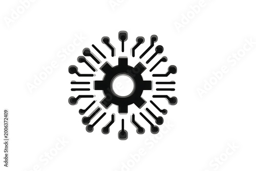 Gear icon, circuit board design, technology symbol, mechanical logo