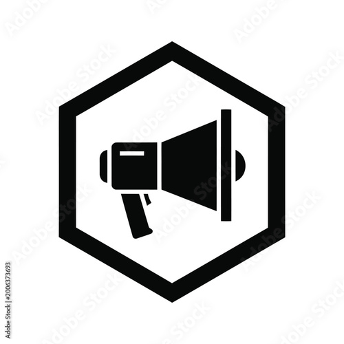 Fotografie Megaphone Announcement Hexagon Marketing Communication