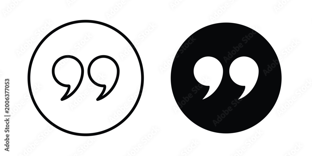 Fototapeta premium Quote icon design. Editable Stroke. Isolated on white background
