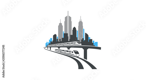 City Skyline with Highway Overpass.