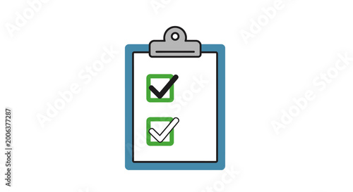 Clipboard with checklist and checkboxes.