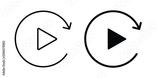 Foto Replay icon design. Editable Stroke. Isolated on white background