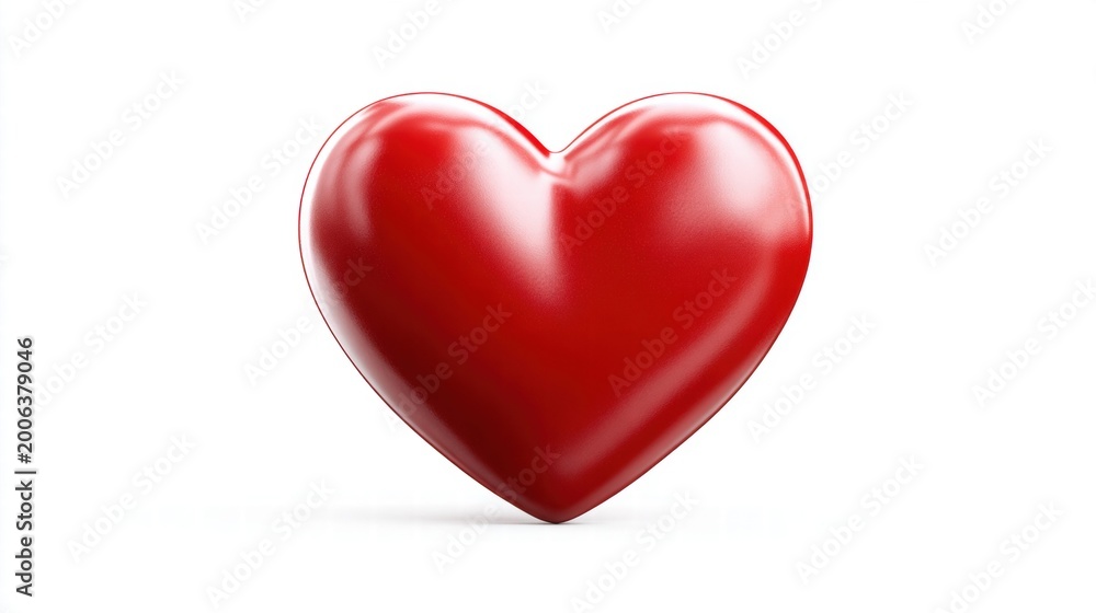 Fototapeta premium Glossy red heart on a white background