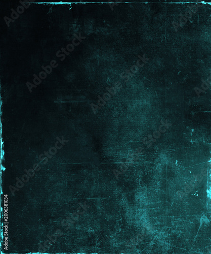 Blue grunge scratched background, trendy texture, space for your design, old frame