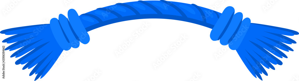 Obraz premium Blue rope toy with frayed ends on white background, illustrating pet play activity