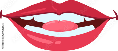 Fotografie Cartoon mouth with red lips, teeth, and tongue sticking out