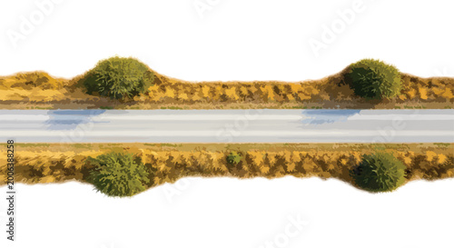 Bild auf Leinwand Aerial top view of straight asphalt road, overhead highway with green trees and