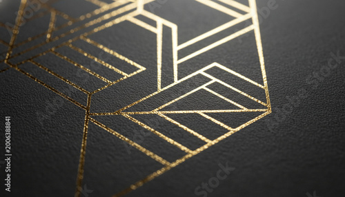 Hot gold foil stamping debossed on thick matte black cotton paper