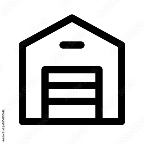 Garage icon, house symbol, building logo, black outline