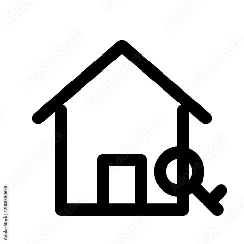 House, home, property, real estate icon, key symbol, vector
