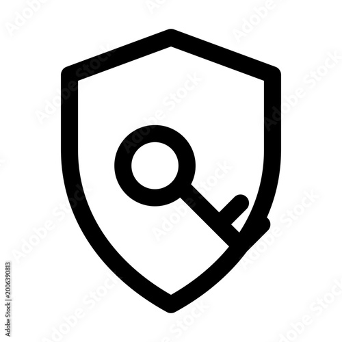 Shield icon, security symbol, protection sign, safety logo, black vector graphic