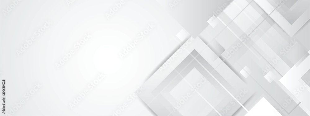 Fototapeta premium Simple White and Gray Geometric Background with Abstract Shapes and Elegant Layout for Modern Business Pitch Deck and Web Banner.