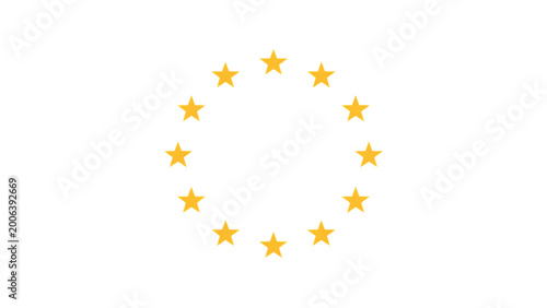 Slika na platnu Twelve golden stars arranged in a perfect circle on a clean background Vector