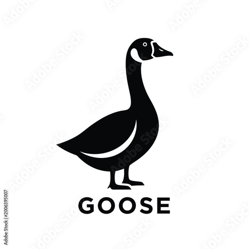 goose silhouette a black and white graphic representation of a waterfowl bird on a white background high quality professional detailed