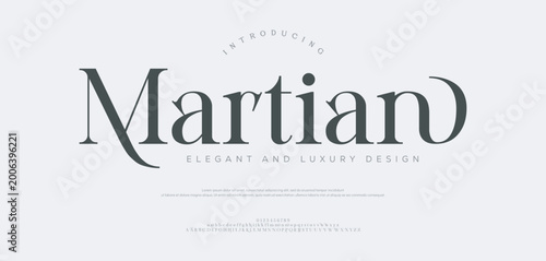 Martian, Premium luxury elegant alphabet letters and numbers. Elegant wedding typography classic serif font
