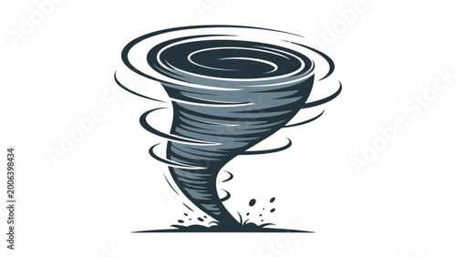 Bild auf Leinwand Black and white tornado or waterspout swirling over water Vector