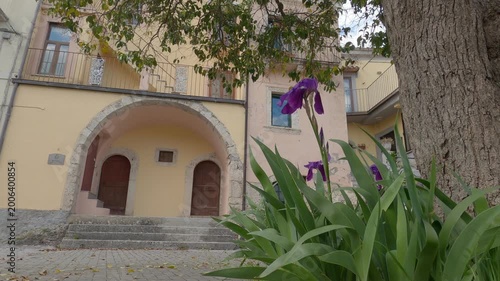 Historic center of the small village of Castel San Vincenzo with ancient stone houses, Molise, Italy