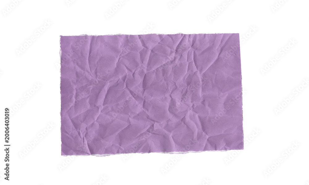Fototapeta premium Crumpled purple paper on transparent background