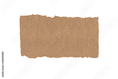 Fotografie Torn brown paper on transparent background with rough edges and texture