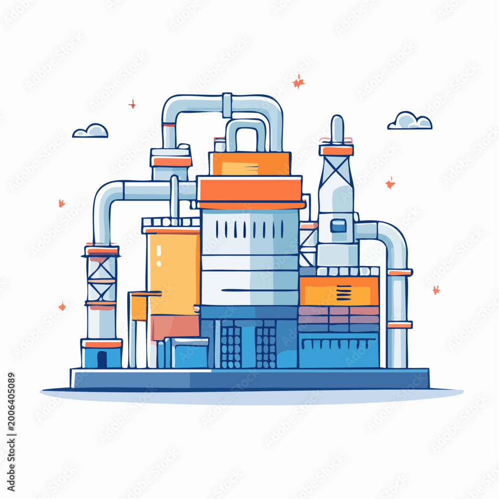 Fototapeta premium Modern Industrial Factory Building Illustration