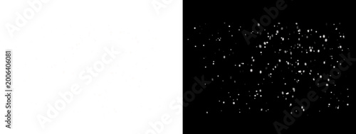 Schilderij op canvas Fine Light Blue Sparkle Particles on White and Sharp Glow on Black Background
