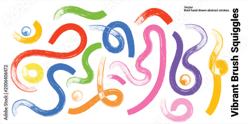 Vibrant hand painted brush stroke element pack for poster branding Vector illustration.