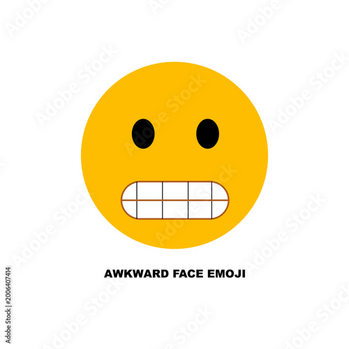 Yellow Awkward Emoji Face with Clenched Teeth Showing Nervousness and Discomfort