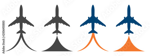Tableau sur toile Airplane flight takeoff symbol travel icon on transparent background