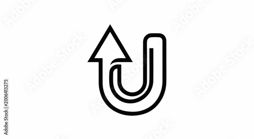 Free Download A black outline arrow curves upward and then doubles back in a U-shape - GFXLoad