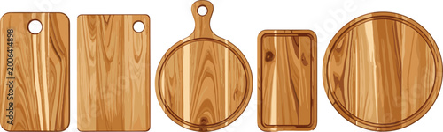 Photos Wooden cutting board set kitchen chopping boards realistic wood texture vector i
