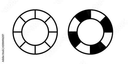 
Life buoy icon in outline and solid style. Ideal for safety, rescue, and maritime apps on white background.