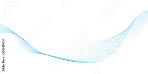 abstract flowing blue wave line pattern on white background, with transparent effect isolated on white background, multicolor gradient wave lines vector, representing sound or data transmission.