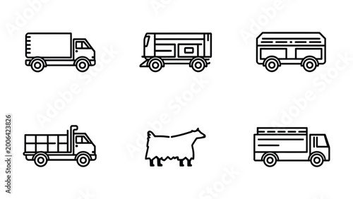 Tableau sur toile Variety of Transportation Icons: A set of six unique vector illustrations showcasing diverse forms of transportation