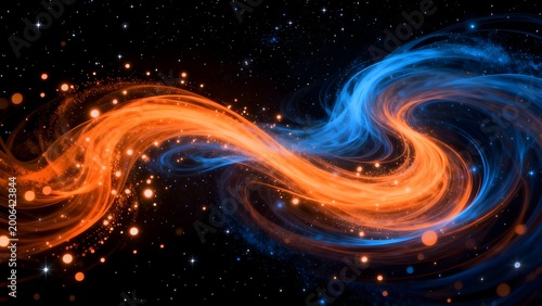 Cosmic swirls of orange and blue