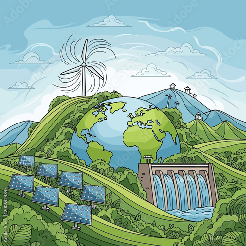 Earth Promoting Renewable Energy with Hydropower and Wind Turbines